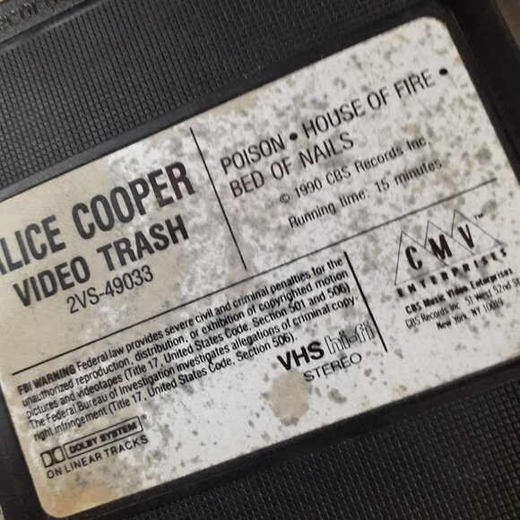 Alice Cooper Video Trash 1990 VHS CMV Poison Bed of Nails VTG 90s Music Vids - Picture 9 of 9